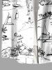 Chemise Seascape Arbre de Noix de Coco et Paysage Imprimé avec Poche de Grande Taille pour Homme - Blanc 4XL