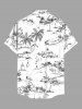 Chemise Seascape Arbre de Noix de Coco et Paysage Imprimé avec Poche de Grande Taille pour Homme - Blanc 4XL