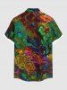 Plus Size Colorful Ocean Currents Tie Dye Print Buttons Pocket Hawaii Shirt For Men -  