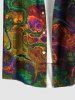 Plus Size Colorful Ocean Currents Tie Dye Print Buttons Pocket Hawaii Shirt For Men -  