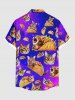 Plus Size Galaxy Ombre Cat Potato Chips Print Buttons Pocket Hawaii Shirt For Men -  