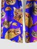 Plus Size Galaxy Ombre Cat Potato Chips Print Buttons Pocket Hawaii Shirt For Men -  
