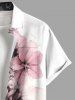 Plus Size Contrast Color Flowers Print Buttons Pocket Hawaii Shirt For Men -  