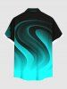Chemise Décontractée en Blocs de Couleurs Ombré Courbe avec Poche de Grande Taille pour Homme - Noir 6XL