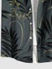 Plus Size Tropical Leaf Flowers Print Buttons Pocket Hawaii Shirt For Men -  