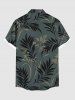 Plus Size Tropical Leaf Flowers Print Buttons Pocket Hawaii Shirt For Men -  