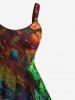 Plus Size Colorful Ocean Currents Tie Dye Print Hawaii Tank Dress -  