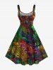 Plus Size Colorful Ocean Currents Tie Dye Print Hawaii Tank Dress -  