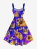Robe Débardeur Hawaïen Ombrée Chat Galaxie Imprimés de Grande Taille - Pourpre  2X
