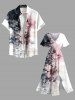 Plus Size Contrast Color Flowers Print Split Hawaii Midi Dress -  