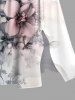 Plus Size Contrast Color Flowers Print Split Hawaii Midi Dress -  
