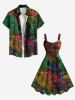 Plus Size Colorful Ocean Currents Tie Dye Print Hawaii Tank Dress -  