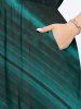 Plus Size Ombre Colorblock Curve Print Split Hawaii Midi Dress - Vert XS