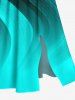 Plus Size Ombre Colorblock Curve Print Split Hawaii Midi Dress - Vert XS
