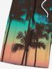 Plus Size Coconut Tree Ombre Sky Print Hawaii Drawstring Beach Shorts For Men -  