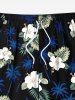 Plus Size Coconut Tree Tropical Leaves Floral Print Hawaii Drawstring Beach Shorts For Men -  