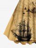 Plus Size Distressed Vintage Map Sailboat Print Hawaii Cruise A Line Tank Dress -  