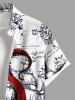Plus Size Octopus Sailboat Print Hawaii Cruise Button Pocket Shirt For Men -  