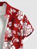 Chemise Imprimé à Feuilles et Fleurs à Deux Tons Grande Taille avec Poche pour Homme - Rouge 4XL