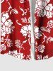 Chemise Imprimé à Feuilles et Fleurs à Deux Tons Grande Taille avec Poche pour Homme - Rouge 3XL