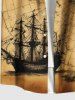 Plus Size Distressed Vintage Map Sailboat Print Hawaii Cruise Button Pocket Shirt For Men -  