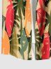 Plus Size Colorful Coconut Tree Colorblock Print Hawaii Button Pocket Shirt For Men -  