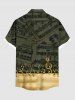 Plus Size Music Symbol Print Hawaii Ombre Button Pocket Shirt For Men -  