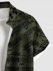 Plus Size Music Symbol Print Hawaii Ombre Button Pocket Shirt For Men -  