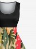 Plus Size Colorful Coconut Tree Colorblock Print Hawaii 1950s Vintage Swing A Line Dress -  