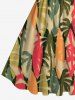 Plus Size Colorful Coconut Tree Colorblock Print Hawaii 1950s Vintage Swing A Line Dress -  