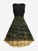 Plus Size Music Symbol Print Hawaii Ombre 1950s Vintage Swing A Line Dress -  