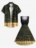 Plus Size Music Symbol Print Hawaii Ombre 1950s Vintage Swing A Line Dress -  