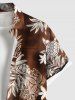 Chemise Hawaiienne Grande Taille Imprimé Feuilles Tropicales Florales - café 3XL