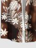 Chemise Hawaiienne Grande Taille Imprimé Feuilles Tropicales Florales - café 3XL