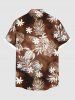 Chemise Hawaiienne Grande Taille Imprimé Feuilles Tropicales Florales - café 3XL