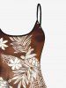 Haut de Tankini Asymétrique Feuille Fleuri Branche Ombré Imprimé - café 6X