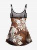 Haut de Tankini Asymétrique Feuille Fleuri Branche Ombré Imprimé - café 6X