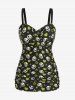 Plus Size Skull Bowknot Heart Stars Print Boyleg Tankini Swimsuit -  