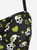 Plus Size Skull Bowknot Heart Stars Print Boyleg Tankini Swimsuit -  