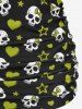 Plus Size Skull Bowknot Heart Stars Print Boyleg Tankini Swimsuit -  