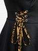 Plus Size Floral Flocking Tulip Hem Layered Ruffles Lace Up Ruched Heart Buckles Tank Top -  