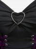 Plus Size Floral Flocking Tulip Hem Layered Ruffles Lace Up Ruched Heart Buckles Tank Top -  