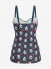 Plus Size Skull Bowknot Heart Stars Print Boyleg Tankini Swimsuit -  