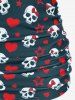 Plus Size Skull Bowknot Heart Stars Print Boyleg Tankini Swimsuit -  