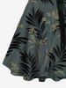 Tropical Leaf Flowers Print Plus Size Matching Hawaii Beach Outfit For Couples -  