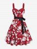 Flowers Leaf Print Plus Size Matching Hawaii Beach Outfit For Couples - Rouge 