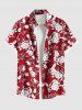 Flowers Leaf Print Plus Size Matching Hawaii Beach Outfit For Couples - Rouge 