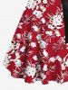 Flowers Leaf Print Plus Size Matching Hawaii Beach Outfit For Couples - Rouge 