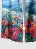 Short de Plage à Imprimé Roses et Nuage Ciel Grande-Taille pour Couples - Bleu Ciel 
