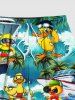 Coconut Tree Ducks Ship Sea Waves Print Plus Size Matching Hawaii Beach Outfit For Couples -  